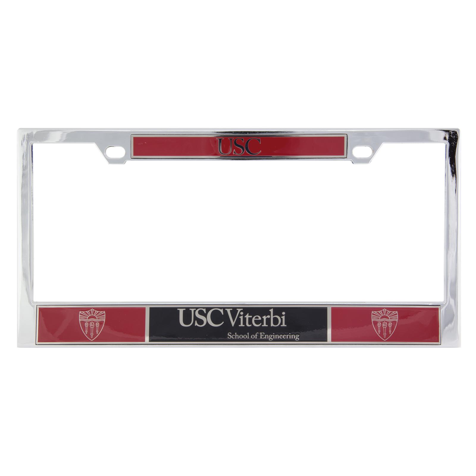 USC Shield Viterbi License Plate Frame Chrome by The U Apparel & Gifts image01